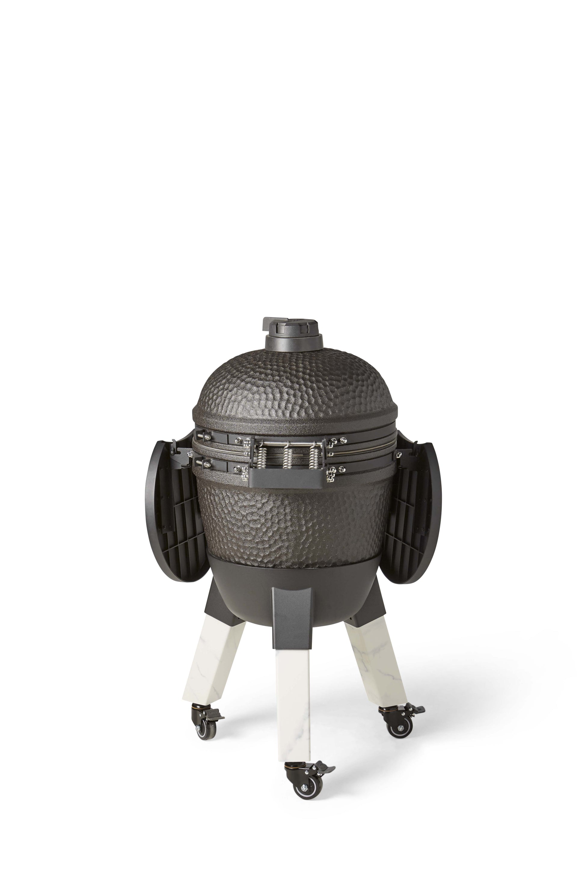 Kamado Moddern Special black, incl zijtafeltjes, aluminium marmerlook poten én wieltjes