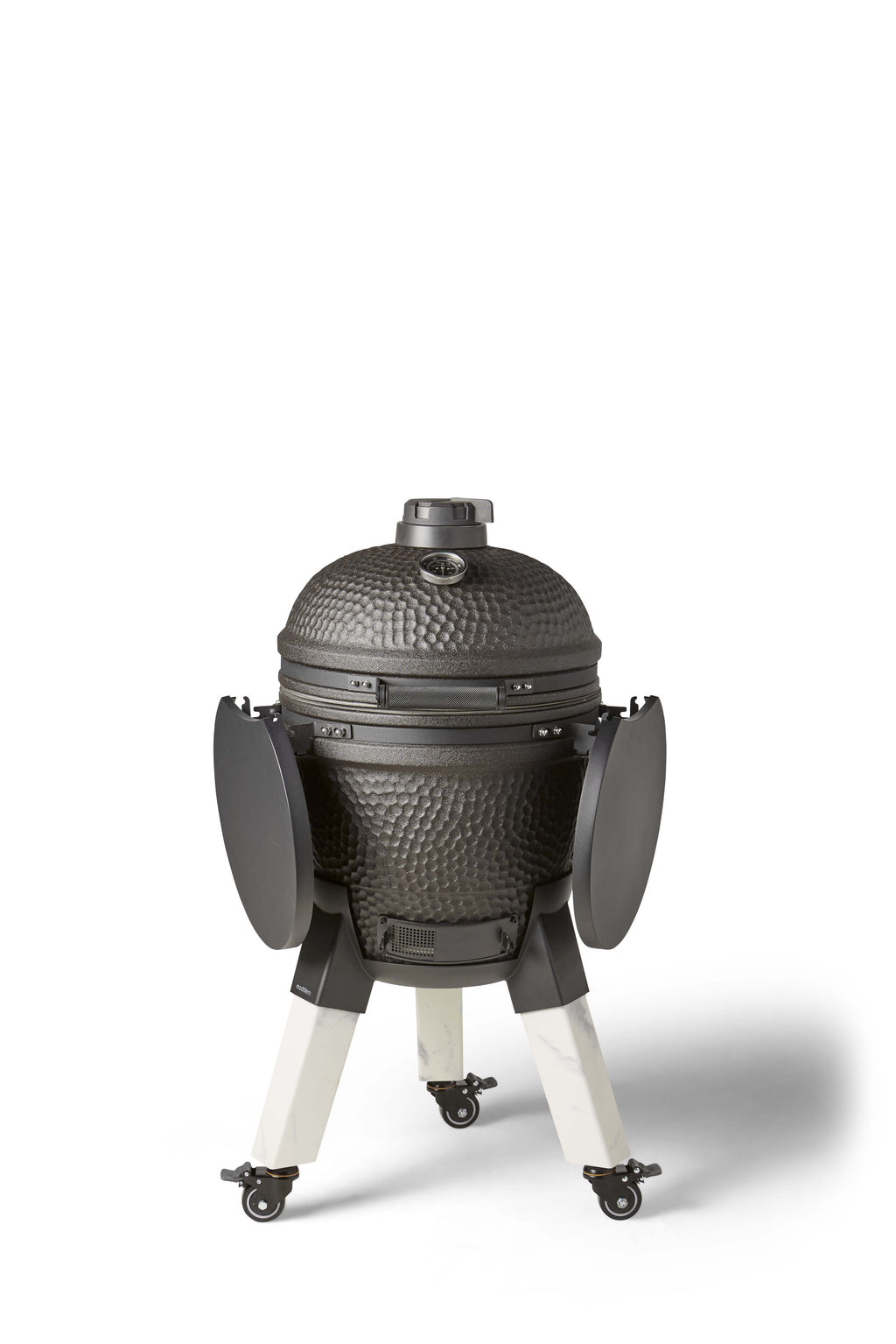 Kamado Moddern Special black, incl zijtafeltjes, aluminium marmerlook poten én wieltjes