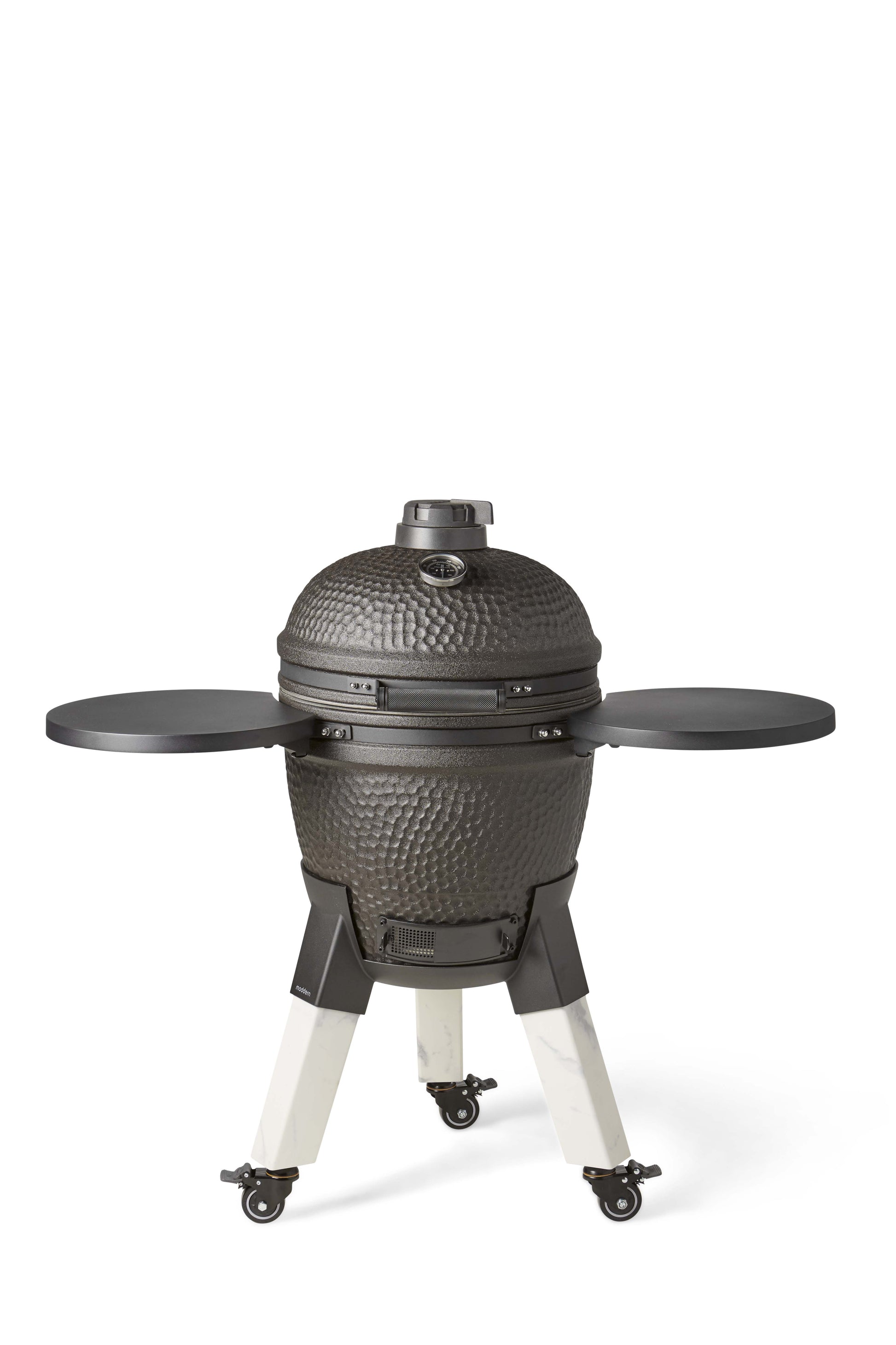 Kamado Moddern Special black, incl zijtafeltjes, aluminium marmerlook poten én wieltjes