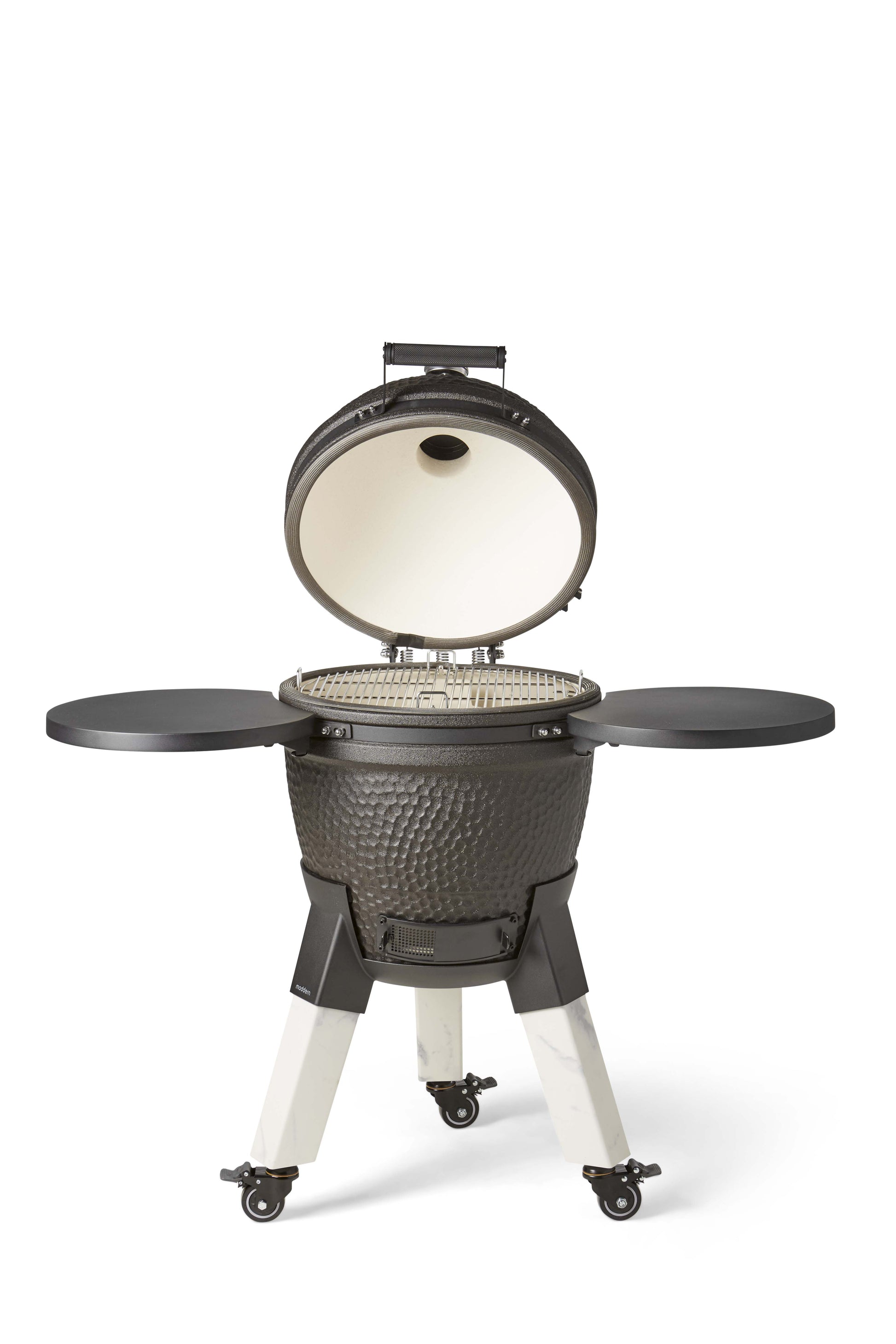 Kamado Moddern Special black, incl zijtafeltjes, aluminium marmerlook poten én wieltjes