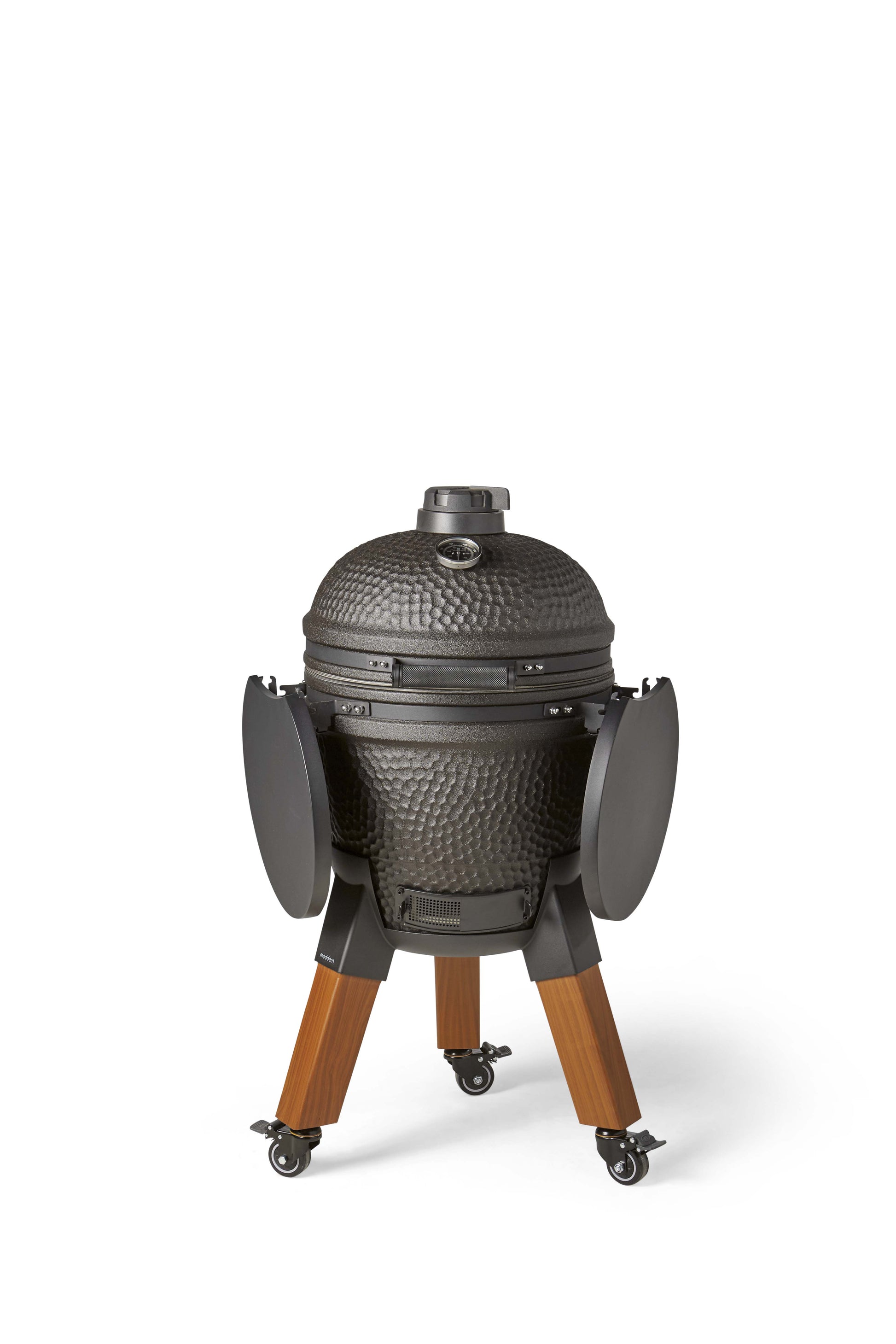 Kamado Moddern Special black, incl zijtafeltjes, aluminium houtlook poten én wieltjes