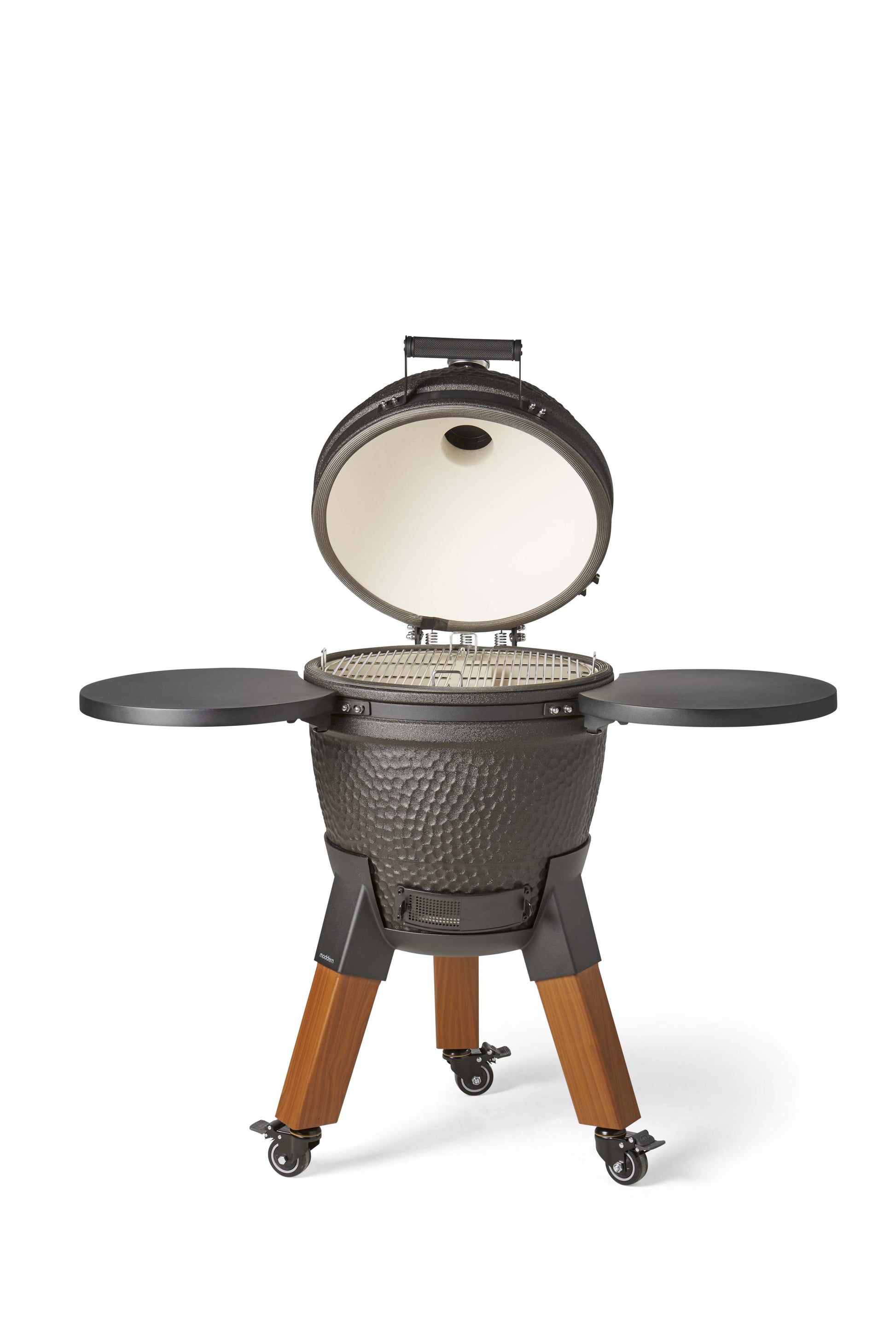 Kamado Moddern Special black, incl zijtafeltjes, aluminium houtlook poten én wieltjes