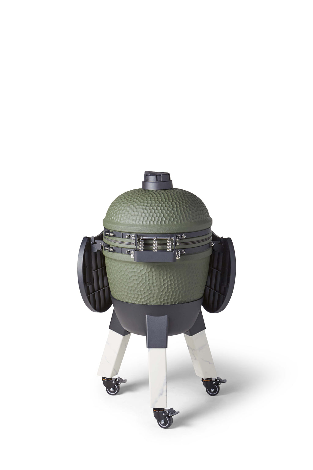 Kamado Moddern Special green, incl zijtafeltjes, aluminium marmerlook poten én wieltjes