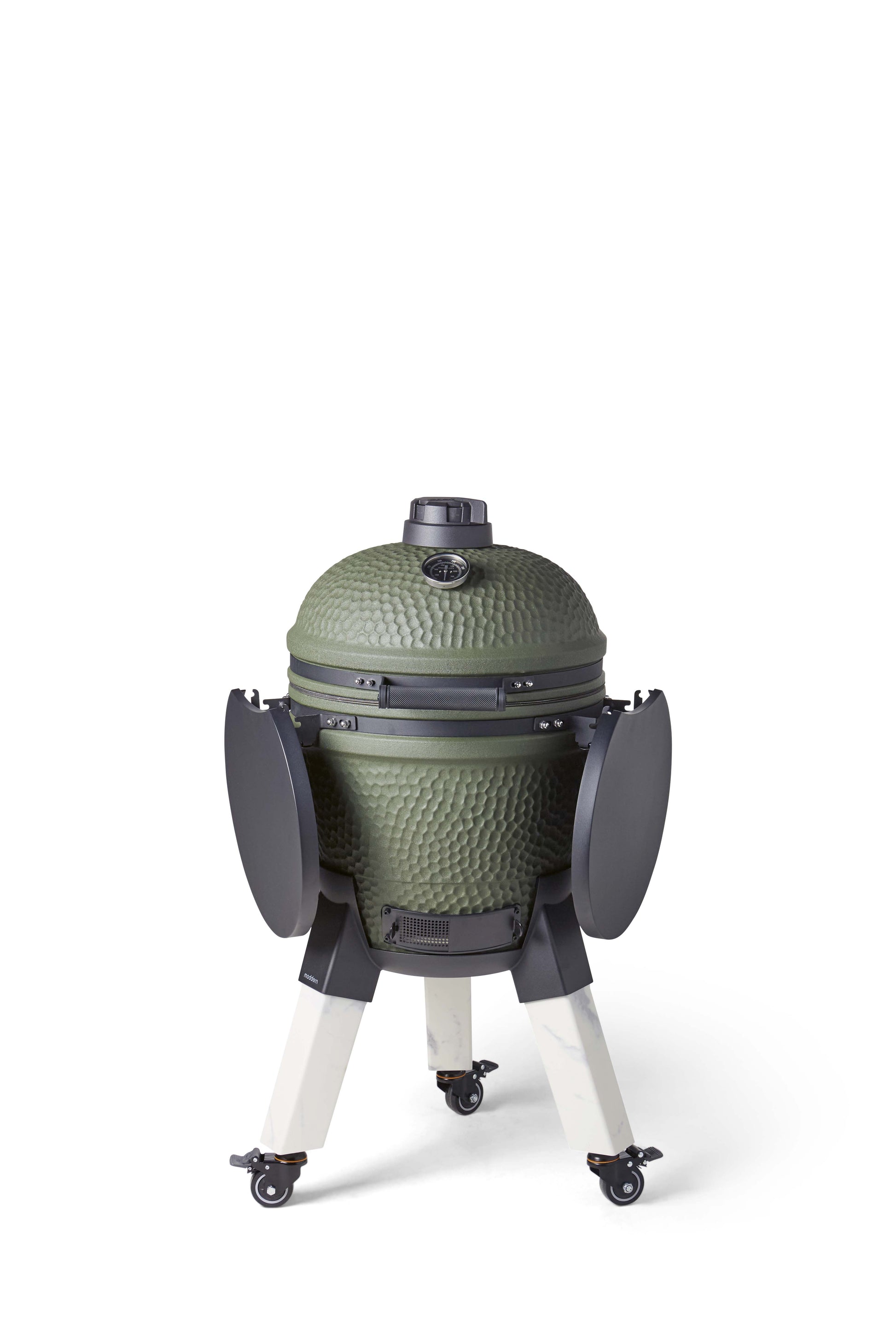 Kamado Moddern Special green, incl zijtafeltjes, aluminium marmerlook poten én wieltjes
