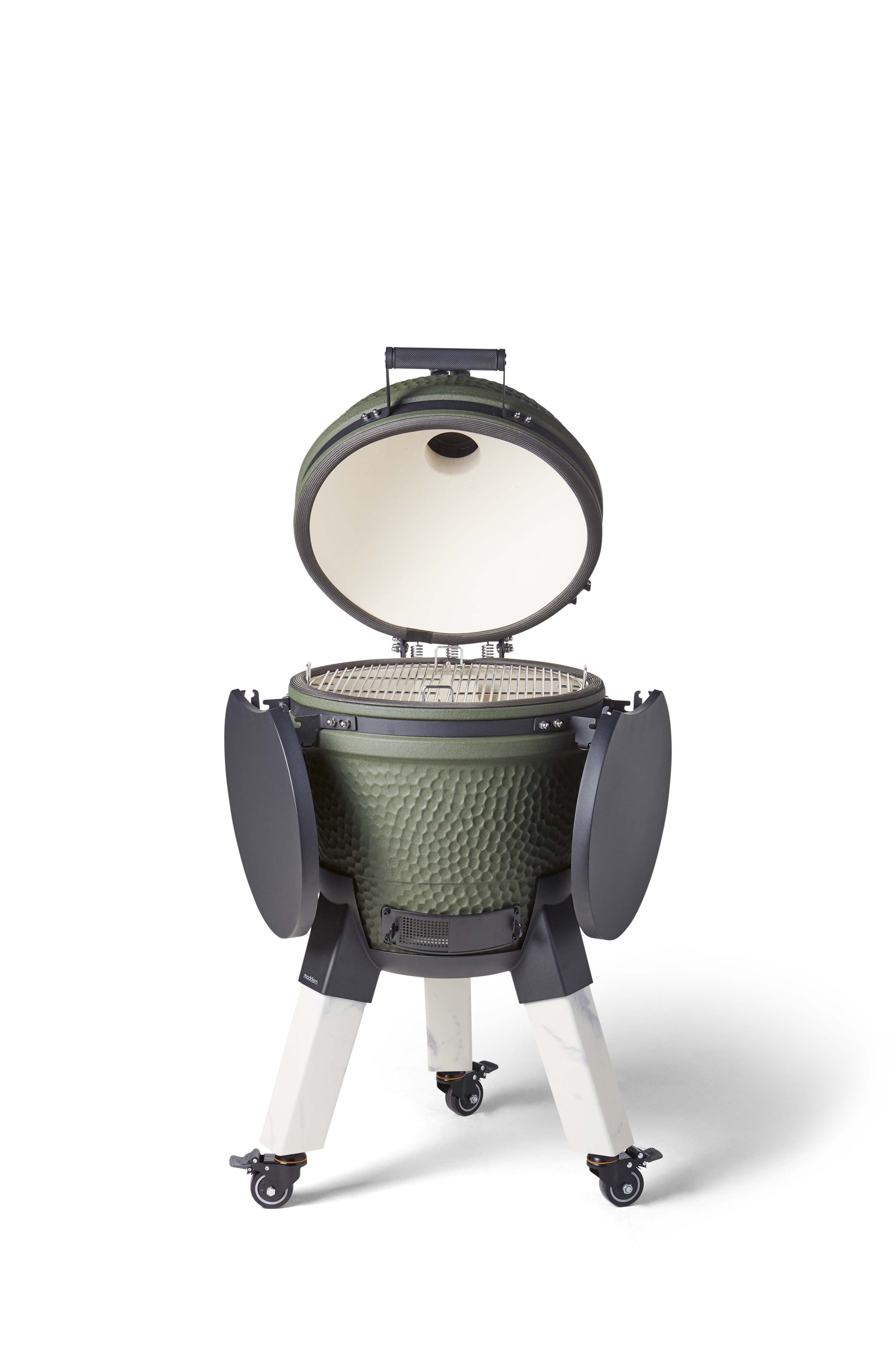 Kamado Moddern Special green, incl zijtafeltjes, aluminium marmerlook poten én wieltjes