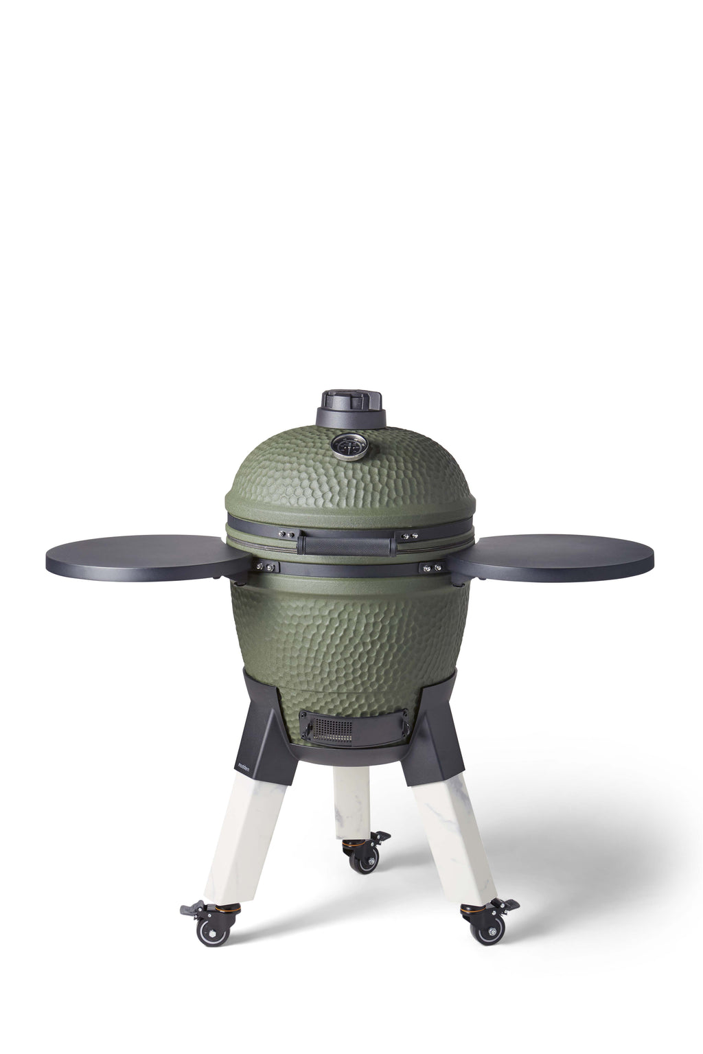 Kamado Moddern Special green, incl zijtafeltjes, aluminium marmerlook poten én wieltjes