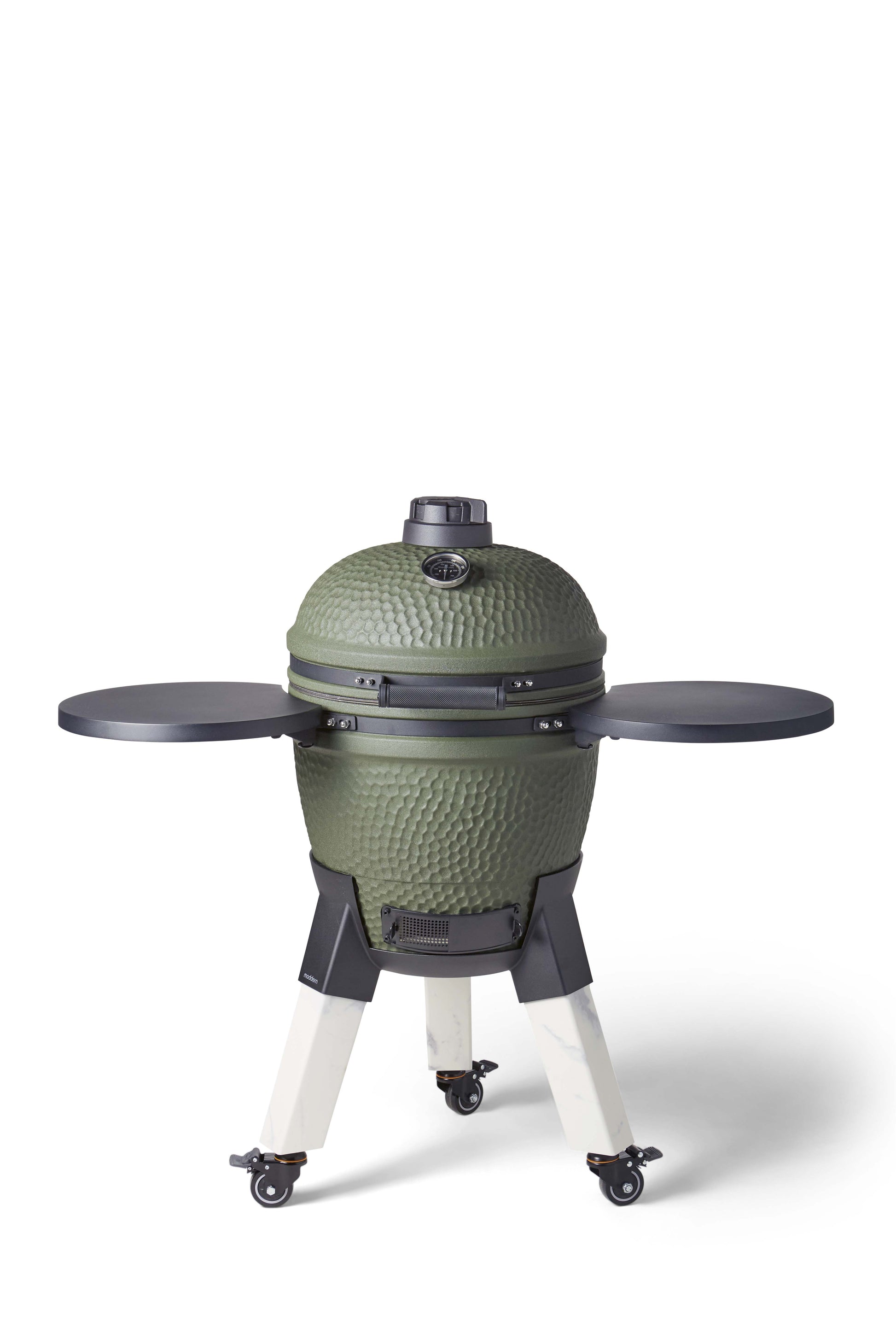Kamado Moddern Special green, incl zijtafeltjes, aluminium marmerlook poten én wieltjes