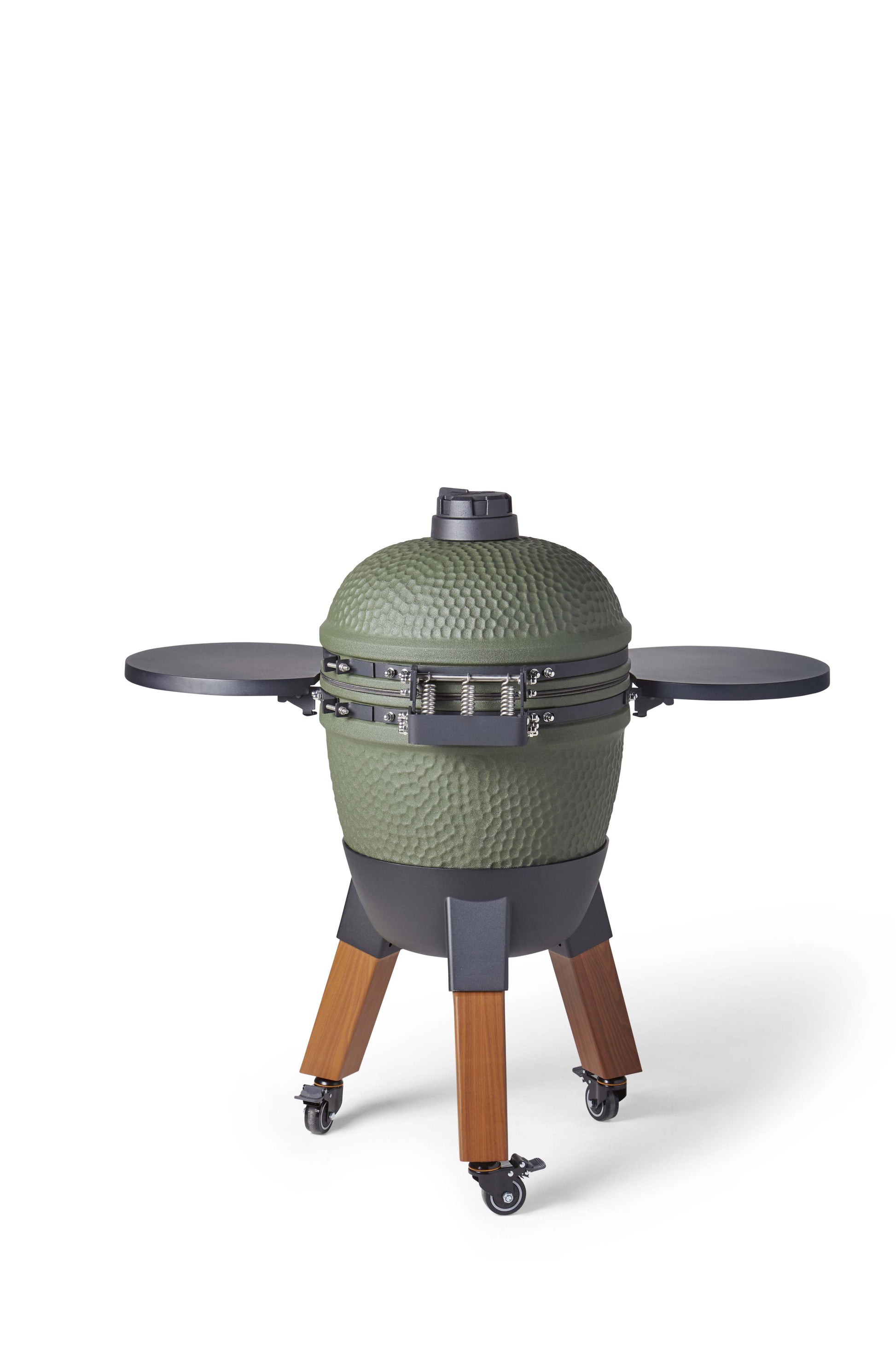 Kamado Moddern Special green, incl zijtafeltjes, aluminium houtlook poten én wieltjes