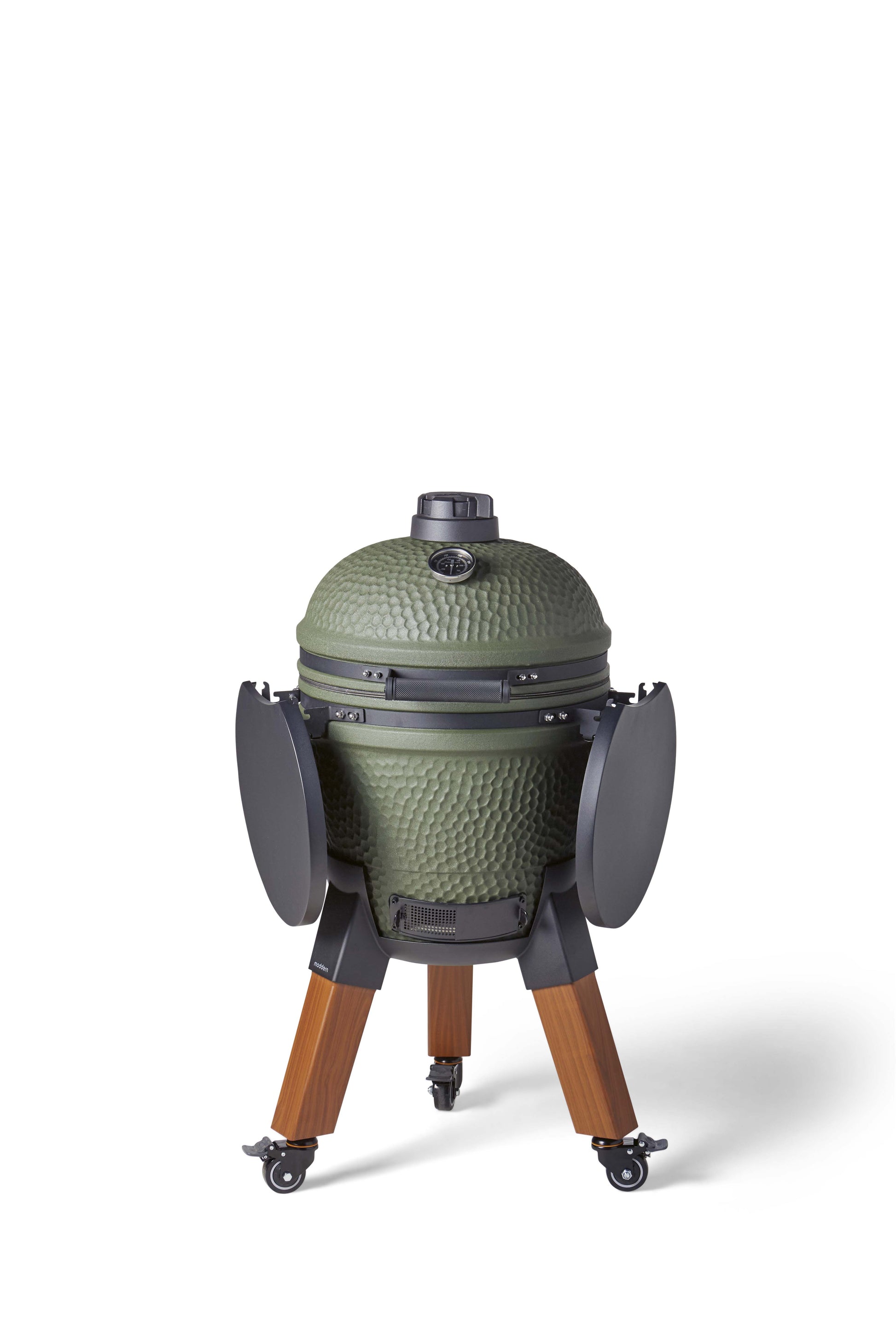 Kamado Moddern Special green, incl zijtafeltjes, aluminium houtlook poten én wieltjes
